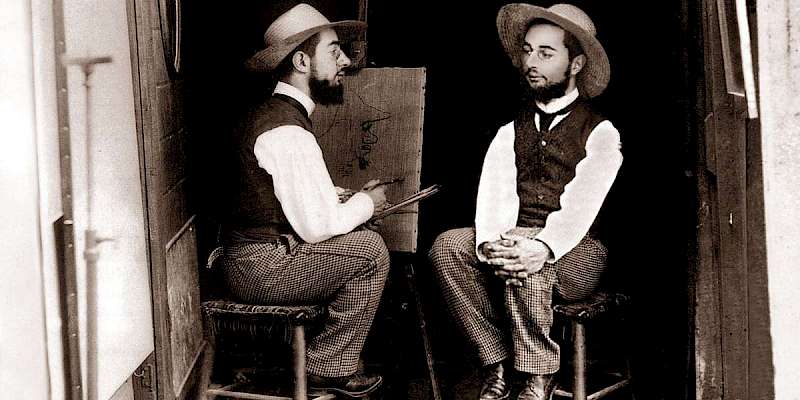 Mr. Toulouse paints Mr. Lautrec, a fun trick photographic portrait c. 1891 (Photo by Maurice Guibert)