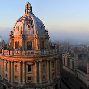 Radcliffe Camera and All Souls College from top of University Church. November sunset (Photo by Tejvan Pettinger)