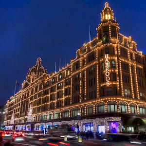 Harrods lit up at night (Photo by Michael Caven)