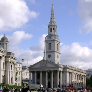 The 18C church of St-Martin-in-the-Fields on Trafalgar Square (Photo by Peter Broster)
