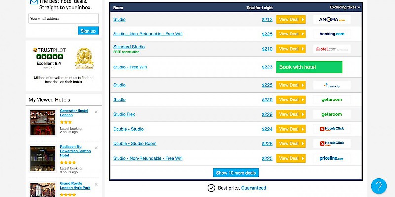 Aggregator sites, like Hotelscombined.com, compare rates from multiple hotel booking sites at once (Photo courtesy of Hotelscombined.com)
