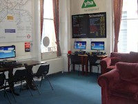 The computer room at the YHA London St. Pauls Hostel