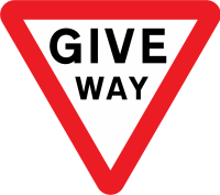 "Give Way" or "Yield" (this one is more explicit)