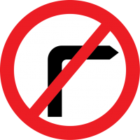 No right turn. (Similar signs warn you against taking a left.)