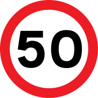 Speed limit (in this case, 50 mph)