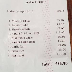 Check to be sure you ordered every item on the bill (Photo by Ranjith R.)