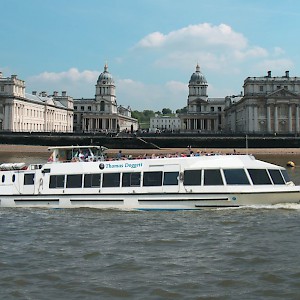 Cruising by the Royal Naval College in Greenwich (Photo courtesy of Viator)